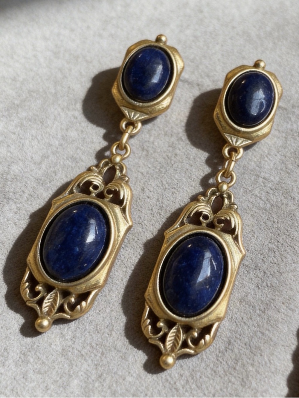 Vintage Lapis Lazuli Drop Earrings